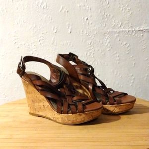 Fioni, 4", cork heeled sandals.